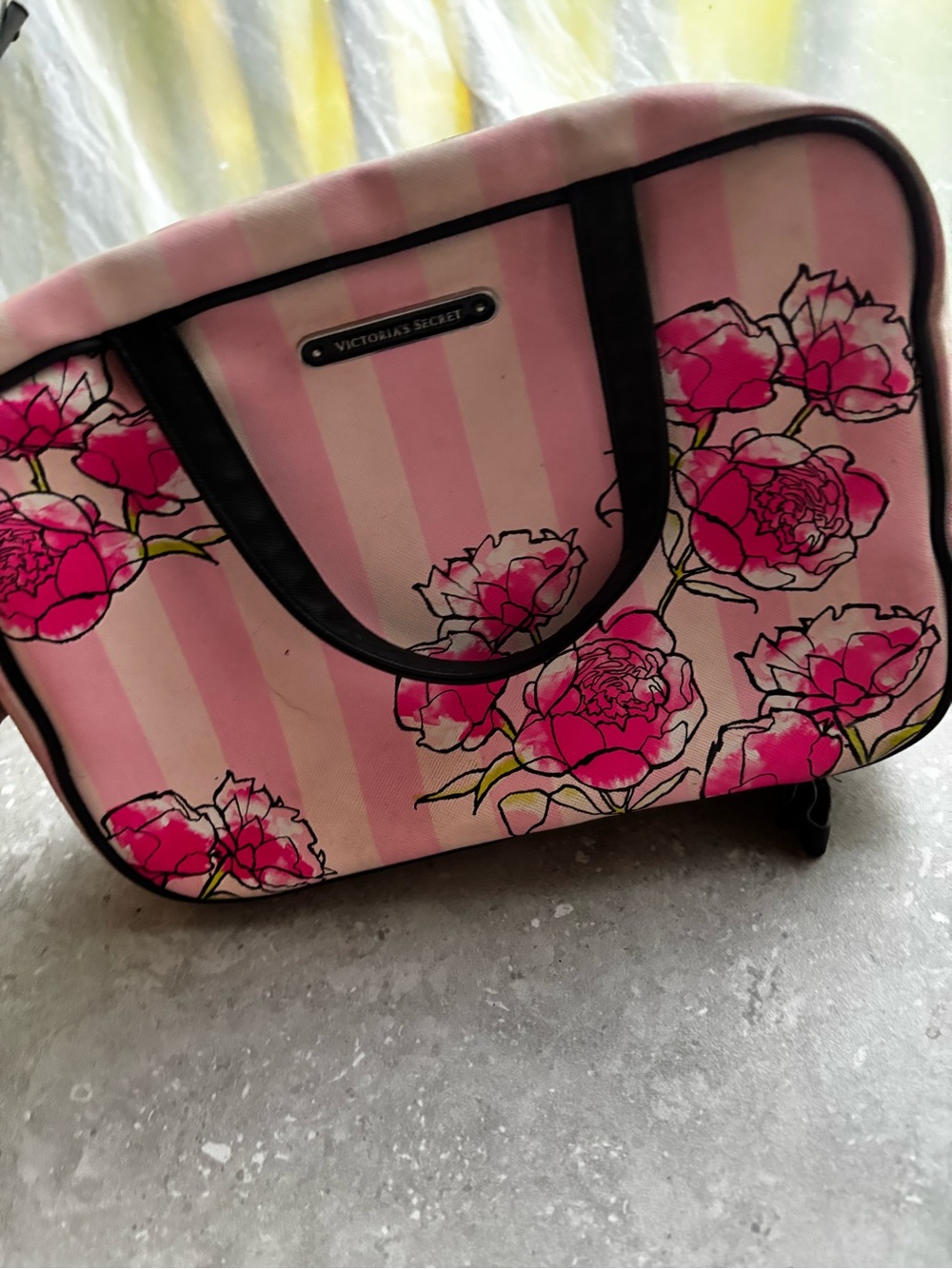 PINK Victoria's Secret Pink and White Striped Cosmetic Crossbody - Picture 4 of 4